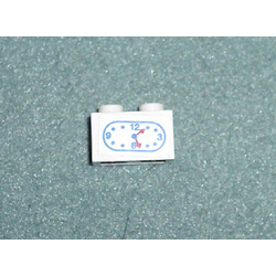 Brick 1 x 2 with Clock Pattern (Sticker) - Sets 5875 / 5876 Brick 1 x 2 with Clock Pattern (Sticker) - Sets 5875 / 5876
