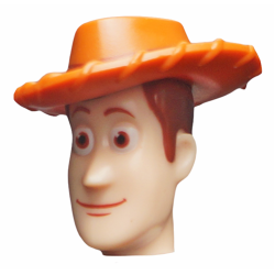 Minifigure, Head, Modified Male with Dark Orange Hat Pattern (Woody)