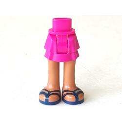 Mini Doll Hips and Skirt Layered, Medium Nougat Legs and Dark Blue Sandals with Double Straps Pattern - Thick Hinge Mini Doll Hips and Skirt Layered, Medium Nougat Legs and Dark Blue Sandals with Double Straps Pattern - Thick Hinge
