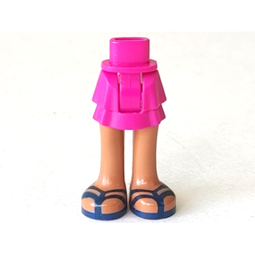 Деталь LEGO 92250c00pb17 Mini Doll Hips and Skirt Layered, Medium Nougat Legs and Dark Blue Sandals with Double Straps Pattern - Thick Hinge
