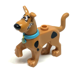 Dog, Great Dane Scooby-Doo Walking with Medium Azure Collar, Chattering Teeth Pattern Dog, Great Dane Scooby-Doo Walking with Medium Azure Collar, Chattering Teeth Pattern