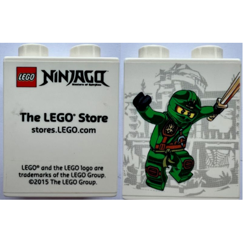 Деталь LEGO 4066pb875 Duplo, Brick 1 x 2 x 2 with Ninjago The LEGO Store stores.LEGO.com, Lloyd Minifigure Pattern