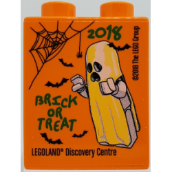 Duplo, Brick 1 x 2 x 2 with 2018 Brick or Treat LEGOLAND Discovery Centre Pattern Duplo, Brick 1 x 2 x 2 with 2018 Brick or Treat LEGOLAND Discovery Centre Pattern