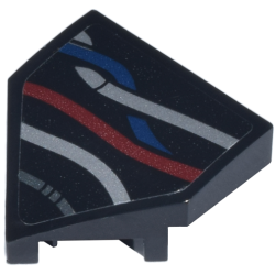 Wedge 2 x 2 x 2/3 Pointed with Dark Red, Dark Blue, Silver, and Dark Silver Wires Pattern Model Right Side (Sticker) - Set 75398