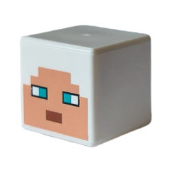 Minifigure, Head, Modified Cube with Pixelated Nougat Face, Dark Turquoise Eyes and Reddish Brown Mouth Pattern (Minecraft Guardian Warrior)