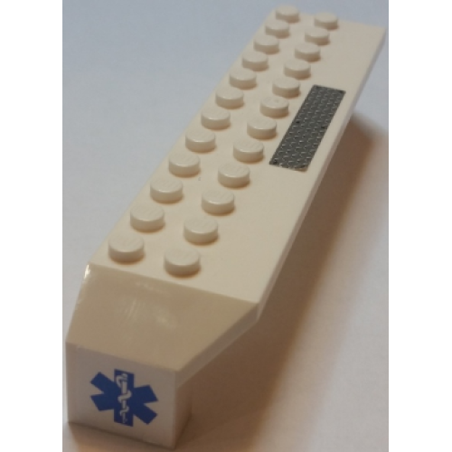 Деталь LEGO 30296pb03R Arch 2 x 14 x 2 1/3 with Tread Plate on Top and EMT Star of Life on End Pattern Model Right Side (Stickers) - Set 7739