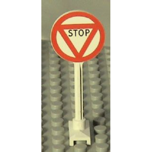 Деталь LEGO 14pb06 Road Sign Round with 'STOP' in Triangle Pattern
