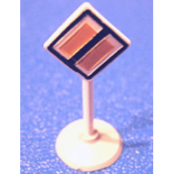 Road Sign with Post, Diamond with Black & White Border End of Major Road Pattern, Type 1 Base