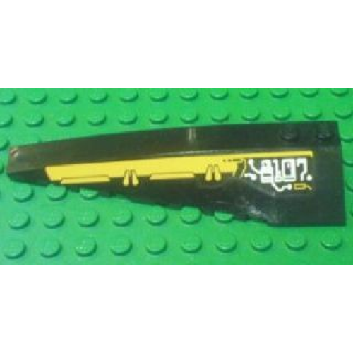 Деталь LEGO 50955pb005 Wedge 10 x 3 Left with Yellow Bar and Silver '8107' Pattern (Sticker) - Set 8107