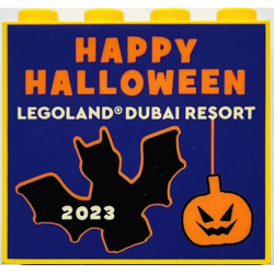 Brick 2 x 4 x 3 with Happy Halloween LEGOLAND Dubai Resort 2023 Pattern