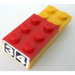 Stickered Assembly 5 x 2 x 1 with White Number 3 and 4 on Black Squares Pattern (Sticker) - Set 6378 - 1 Plate 2 x 2, 3 Plate 2 x 3