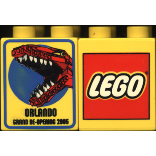 Деталь LEGO 31110pb012 Duplo, Brick 2 x 2 x 2 with The LEGO Store Orlando 2005 Re-Opening Pattern