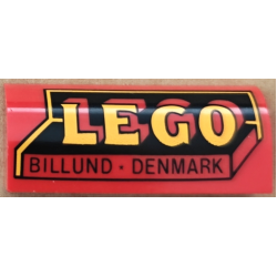 Slope, Curved 1 x 4 x 1 1/3 with Vintage LEGO Logo with Black 'BILLUND' and 'DENMARK' Pattern (Set 4000040) Slope, Curved 1 x 4 x 1 1/3 with Vintage LEGO Logo with Black 'BILLUND' and 'DENMARK' Pattern (Set 4000040)