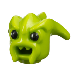 Minifigure, Head, Modified Kranxx / Rench with Open Mouth with Black Eyes Pattern - Lime