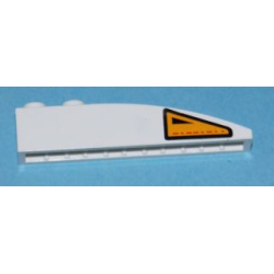 Slope, Curved 6 x 1 with 2 Studs with Orange and Black Warning Triangle Pattern Model Right Side (Sticker) - Set 7676 Slope, Curved 6 x 1 with 2 Studs with Orange and Black Warning Triangle Pattern Model Right Side (Sticker) - Set 7676