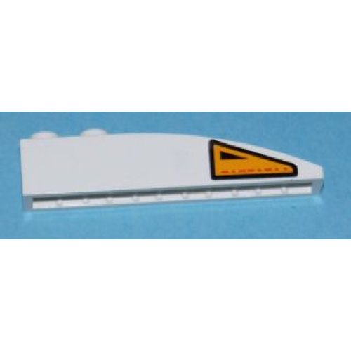 Деталь LEGO 42022pb32R Slope, Curved 6 x 1 with 2 Studs with Orange and Black Warning Triangle Pattern Model Right Side (Sticker) - Set 7676