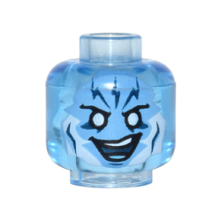 Minifigure, Head Alien with Medium Blue Face with White Eyes and Lightning Bolts on Forehead Pattern (Electro)