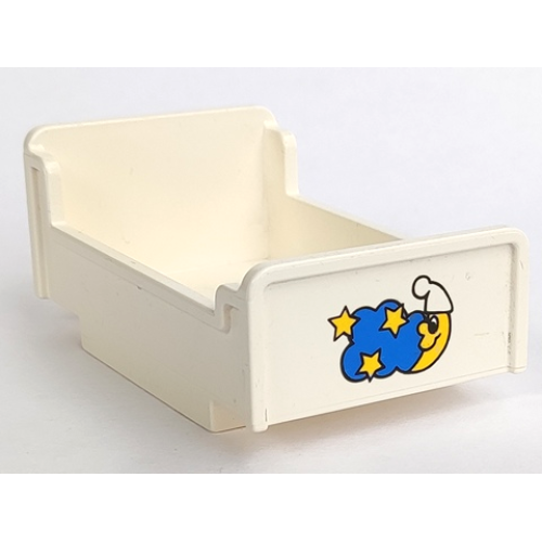 Деталь LEGO 4895pb01 Duplo, Furniture Bed 3 x 5 x 1 2/3 with Blue Cloud, Yellow Stars, Crescent Moon with Face and Sleeping Cap Pattern