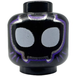 Minifigure, Head Alien Mask with Large White Eyes, Dark Purple and Silver Trim, Whiskers Pattern