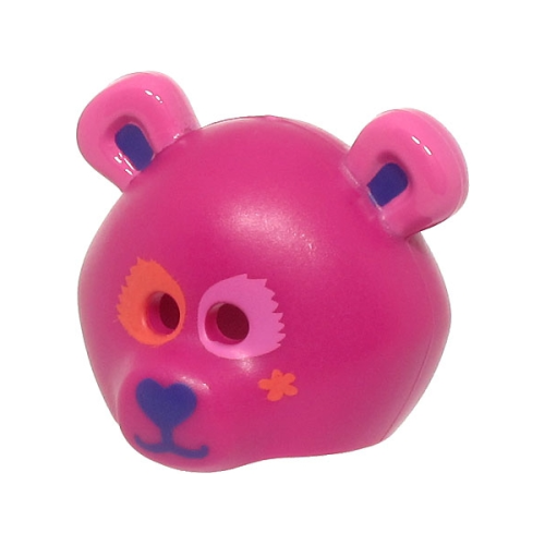 Деталь LEGO 15506pb04 Minifigure, Headgear Mask Bear Rounded with Orange and Dark Pink Eye Patches, Dark Purple Auricles, Nose, and Mouth, Star Pattern (BAM)