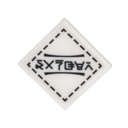 Road Sign 2 x 2 Square with Open O Clip with Black Dotted Line Border and Ninjago Logogram 'DANGER' Pattern (Sticker) - Set 70620