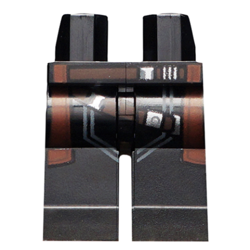 Деталь LEGO 970c00pb0799 Hips and Legs with Two Reddish Brown Belts and Reddish Brown Overcoat Extension Pattern