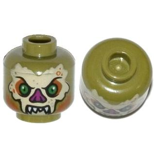 Деталь LEGO 3626pb1106 Minifigure, Head Alien Bat with Tan Face, White Fangs, Green Eyes, and Magenta Nose Pattern