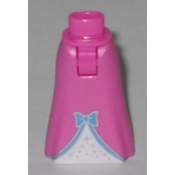 Mini Doll Hips and Skirt Full Length with Medium Blue Bow Pattern - Thick Hinge