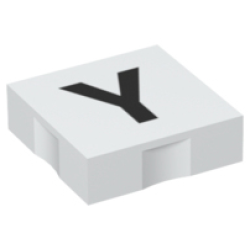 Duplo, Tile 2 x 2 with Black Capital Letter Y Pattern