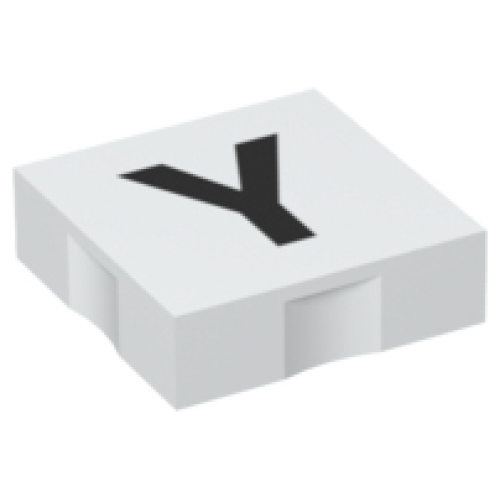 Деталь LEGO 6309pb043 Duplo, Tile 2 x 2 with Black Capital Letter Y Pattern