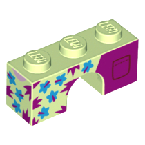Деталь LEGO 4490pb11 Arch 1 x 3 with Dark Azure Flowers, Magenta Spikes and Back Pockets Pattern