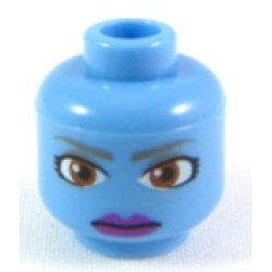 Minifigure, Head Alien with Large Brown Eyes and Purple Lips Pattern (SW Aayla Secura)