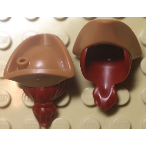Деталь LEGO 67043pb03 Minifigure, Hair Combo, Hair with Hat, Long Hair with Ponytail and Molded Medium Nougat Pirate Tricorne Hat Pattern (BAM)
