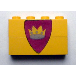 Stickered Assembly 4 x 1 x 2 with Triangular Shield with Crown Pattern (Sticker) - Sets 375 / 6075 - 2 Brick 1 x 4 Stickered Assembly 4 x 1 x 2 with Triangular Shield with Crown Pattern (Sticker) - Sets 375 / 6075 - 2 Brick 1 x 4