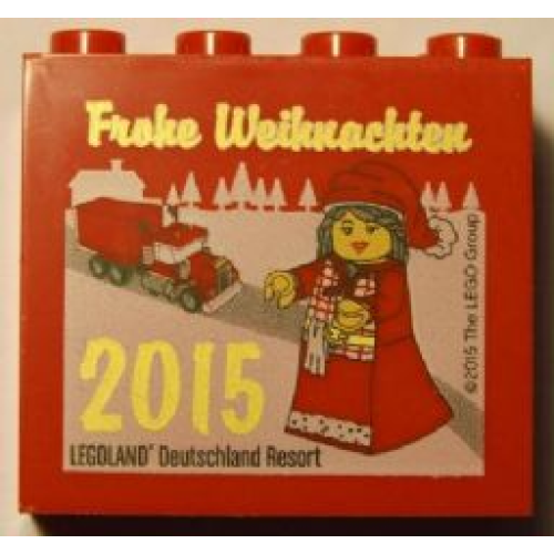 Деталь LEGO 30144pb177 Brick 2 x 4 x 3 with Legoland Deutschland Resort Frohe Weihnachten 2015 Pattern