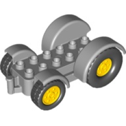Duplo Car Base 2 x 6 Tractor with Mudguards and Yellow Wheels with Black Tires Duplo Car Base 2 x 6 Tractor with Mudguards and Yellow Wheels with Black Tires