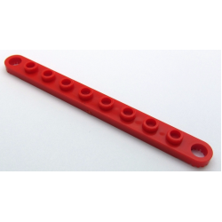 Technic, Plate 1 x 10 with Toothed Ends - Red