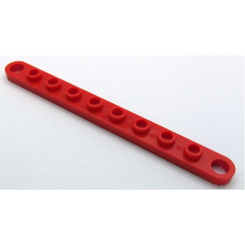 Деталь LEGO 2719 Technic, Plate 1 x 10 with Toothed Ends - Red