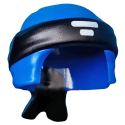 Minifigure, Headgear Ninjago Wrap Type 3 with Molded Black Bandana and Knot and Printed White Lines Symbol Pattern