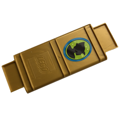 Деталь LEGO 65200pb04 Container, Book Cover Binding, 16 x 6 x 1 (Storybook Adventures) with Dark Brown Peter Pan Silhouette and Dark Azure Oval Border Pattern (Sticker) - 43220