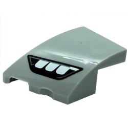 Wedge 3 x 2 Left No Studs with Mercedes-Benz Car Headlight, Silver Outline, 3 Rectangular White Bulbs Pattern