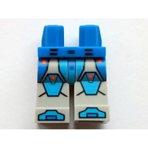 Деталь LEGO 970c86pb29 Hips and Light Bluish Gray Legs with Blue and Dark Azure Armor Plates, Hexagonal Knee Pads, and Shoe Tips Pattern