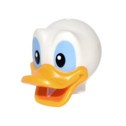 Minifigure, Head, Modified Duck with Bright Light Orange Bill and Black and Medium Blue Eyes Pattern (Donald)