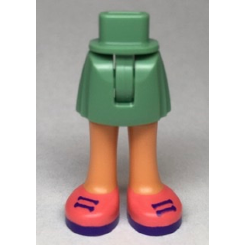 Деталь LEGO 35216ac00pb004 Mini Doll Hips and Skirt with Molded Nougat Legs and Printed Coral Shoes with Dark Purple Laces and Soles Pattern - Thin Hinge
