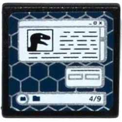 Road Sign 2 x 2 Square with Open O Clip with Black Raptor Head and '4/9' on Computer Screen Pattern (Sticker) - Set 75917 Road Sign 2 x 2 Square with Open O Clip with Black Raptor Head and '4/9' on Computer Screen Pattern (Sticker) - Set 75917