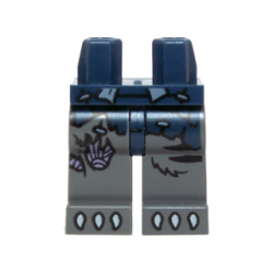 Hips and Dark Bluish Gray Legs with Dark Blue Loincloth, Medium Lavender Sinew Patches and White Claws Pattern