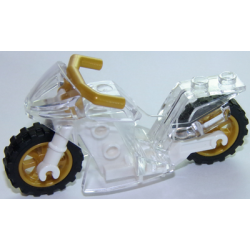 Motorcycle Sport Bike with White Frame, Pearl Gold Wheels and Angular Handlebars