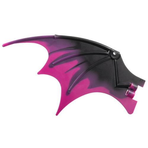 Деталь LEGO 51342pb12 Dragon Wing 19 x 11 with Bar Hole and 2 Pin Holes with Marbled Magenta Trailing Edge Pattern