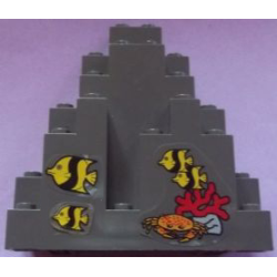 Rock Panel 3 x 8 x 7 Triangular (LURP) with 4 Fish and Crab Pattern (Stickers) - Set 6442 Rock Panel 3 x 8 x 7 Triangular (LURP) with 4 Fish and Crab Pattern (Stickers) - Set 6442