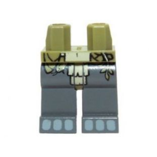 Деталь LEGO 970c85pb09 Hips and Dark Bluish Gray Legs with Olive Green and Tan Loincloth and Light Bluish Gray Toes Pattern